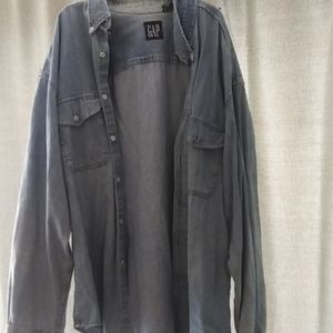 Men's long sleeve button down Jean shirt